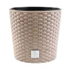 Ghiveci decorativ de flori, Prosperplast, Rato, imitatie ratan, rotund, cafeniu, 30x27 cm