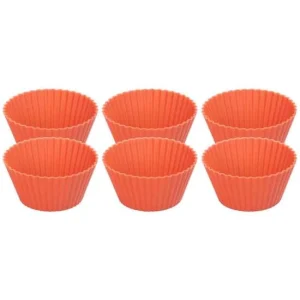 Forma coacere pentru briose, silicon, rosu, set 6 buc, 6.5x6.5x3 cm, MagicHome