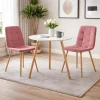 Scaun bucatarie/dining, Artool, Kara, catifea roz, picioare metal natur, 44.5x50.5x87 cm