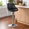 Scaun de bucatarie/bar, Artool, Kast, rotativ, piele ecologica neagra, picior metal argintiu, 45.5x48.5x85-105 cm