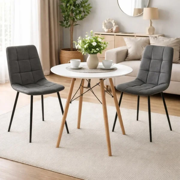 Scaun bucatarie/living, Artool, Kara, catifea gri, picioare metal negru, 44.5x50.5x87 cm