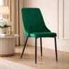 Scaun bucatarie/living, Artool, Imola, catifea verde, picioare metal negru, 48.5x61x93.5 cm