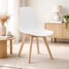 Scaun bucatarie/living, Artool, Kito, PP alb, picioare lemn natur, 46x54.5x80 cm