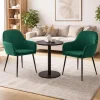 Scaun stil fotoliu bucatarie/living, Artool, Lugo, catifea verde, picioare metal negru, 57.5x56.5x86.5 cm