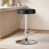 Scaun de bucatarie/bar, Artool, Rojst, rotativ, piele ecologica neagra, picior metal argintiu, 38x38x62.5-83 cm
