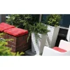 Ghiveci decorativ de flori, Prosperplast, Rato, imitatie ratan, patrat, alb, 22.5x22.5x42.1 cm