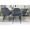 Scaun stil fotoliu bucatarie/living, Artool, Lugo, catifea gri, picioare metal negru, 57.5x56.5x86.5 cm