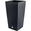 Ghiveci decorativ de flori, patrat, 32.5x32.5x61 cm, imitatie ratan, antracit, Prosperplast