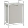 Raft baie cu cos de rufe, Artool, placa raft MDF, cadru otel, cu compartiment rufe, alb, 50x33x72 cm