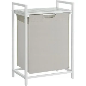 Raft baie cu cos de rufe, Artool, placa raft MDF, cadru otel, cu compartiment rufe, alb, 50x33x72 cm