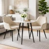 Scaun stil fotoliu bucatarie/living, Artool, Solden, catifea bej, picioare metal negru, 55x45.5x83.5 cm