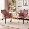 Scaun stil fotoliu bucatarie/living, Artool, Solden, catifea roz, picioare metal negru, 55x45.5x83.5 cm
