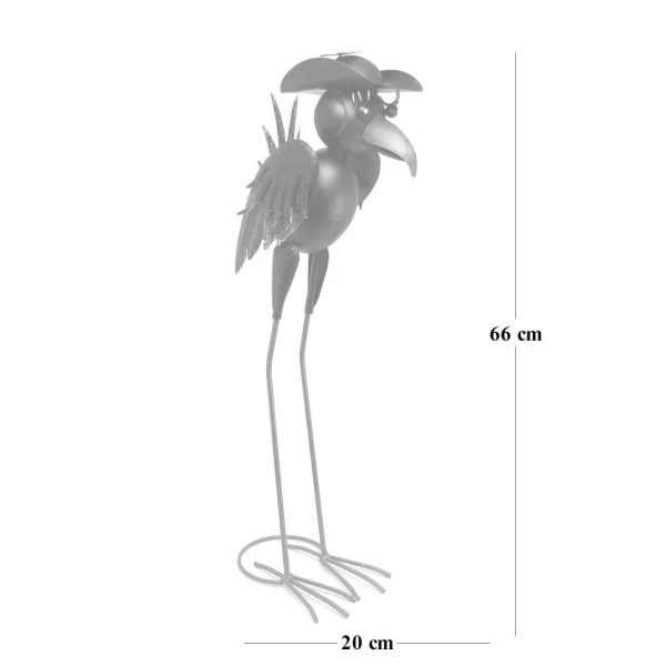 Decoratiune gradina, metalica, corb, 14x20x66 cm