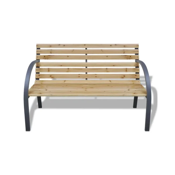 Banca de gradina din lemn impregnat si lacuit sub presiune, structura metalica tratata cu pulbere anticoroziva, 125x55x75 cm, Everild