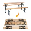 Set mobilier gradina/terasa, pliabil, 1 masa, 2 banci, 200 cm, Dortmund
