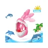 Masca snorkeling cu tub pentru copii model rechin, roz