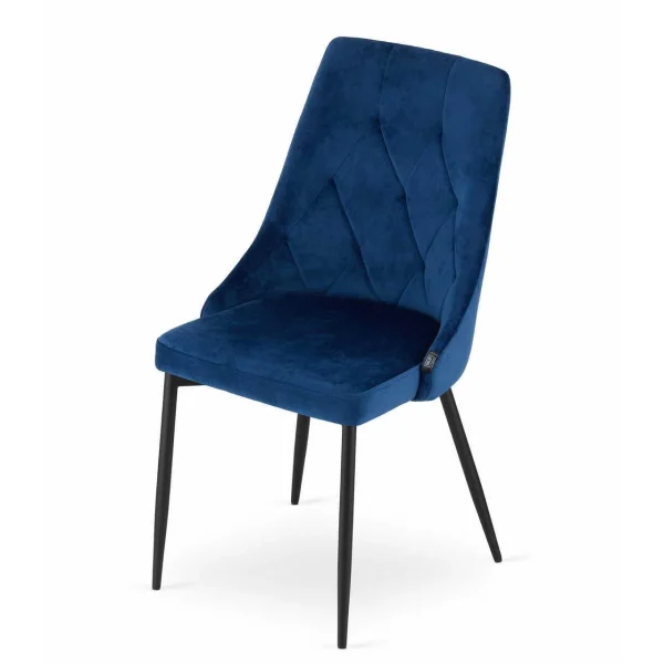 Scaun bucatarie/living, Artool, Imola, catifea bleumarin, picioare metal negru, 48.5x61x93.5 cm
