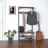 Cuier cu 2 rafturi pentru incaltaminte, Vasagle, banca, pal si metal, negru, 80x30x178.5 cm