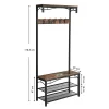 Cuier cu 2 rafturi pentru incaltaminte, Vasagle, banca, pal si metal, negru, 80x30x178.5 cm