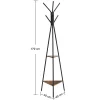 Cuier, Songmics, 6 carlige, 2 rafturi, metal, negru, 49x49x179 cm