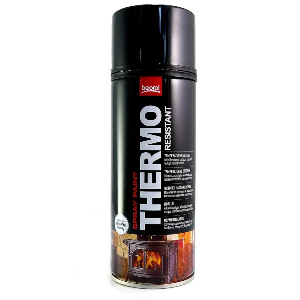 Vopsea spray acrilic rezistent la temperatura 600 grade, negru-Black Nero 400ml