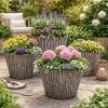 Ghiveci decorativ de gradina, model scoarta de copac, rezistent la intemperii, diametru 38 cm