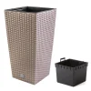 Ghiveci decorativ de flori, Prosperplast, Rato, imitatie ratan, patrat, cafeniu, 22.5x22.5x42.1 cm