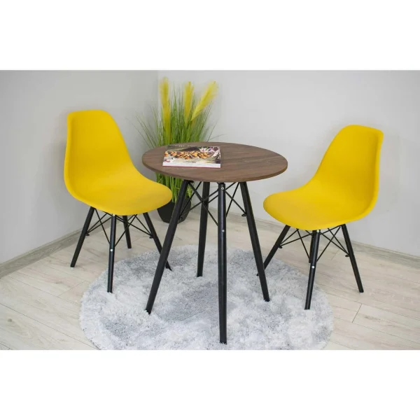 Masa stil scandinav, Artool, rotund, MDF si lemn, maro rustic, 60x73 cm