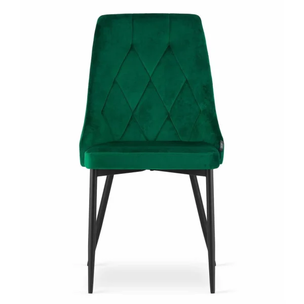 Scaun bucatarie/living, Artool, Imola, catifea verde, picioare metal negru, 48.5x61x93.5 cm