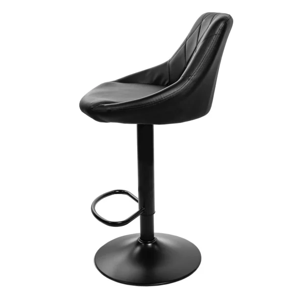 Scaun de bucatarie/bar, Artool, Kast, rotativ, piele ecologica neagra, picior metal negru, 45.5x48.5x85-105 cm