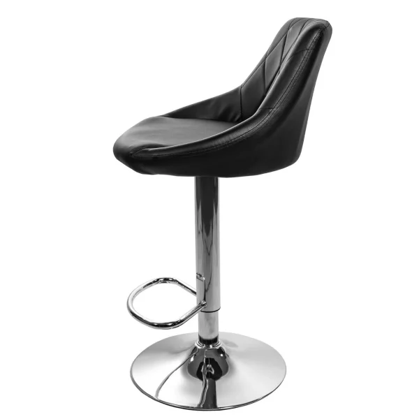 Scaun de bucatarie/bar, Artool, Kast, rotativ, piele ecologica neagra, picior metal argintiu, 45.5x48.5x85-105 cm