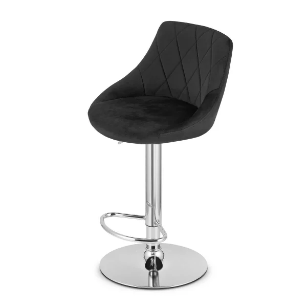 Scaun de bucatarie/bar, Artool, Kast, rotativ, catifea neagra, picior metal argintiu, 45.5x49x85-105 cm