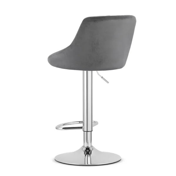 Scaun de bucatarie/bar, Artool, Kast, rotativ, catifea gri, picior metal argintiu, 45.5x49x85-105 cm