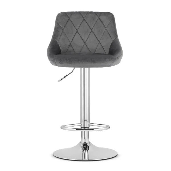 Scaun de bucatarie/bar, Artool, Kast, rotativ, catifea gri, picior metal argintiu, 45.5x49x85-105 cm