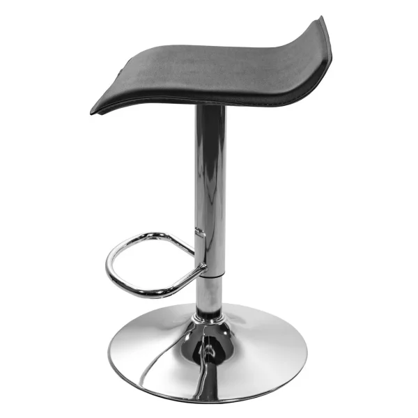 Scaun de bucatarie/bar, Artool, Fort, rotativ, piele ecologica neagra, picior metal argintiu, 38x39x84 cm