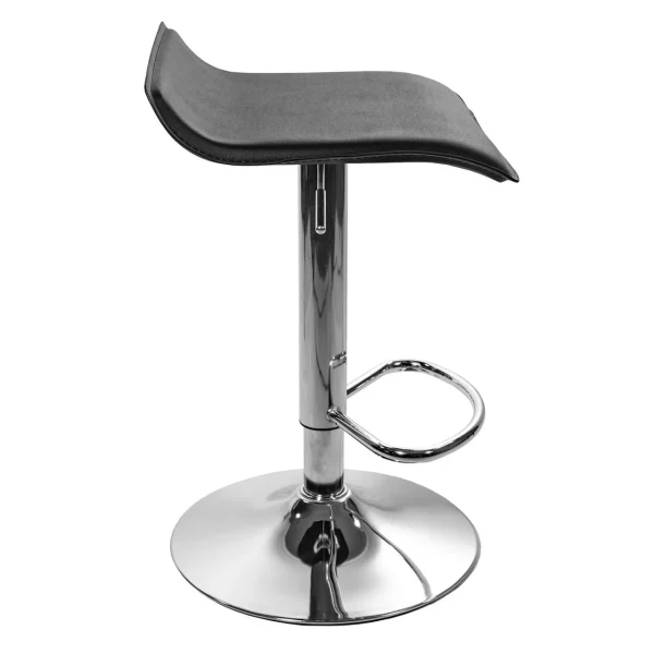Scaun de bucatarie/bar, Artool, Fort, rotativ, piele ecologica neagra, picior metal argintiu, 38x39x84 cm