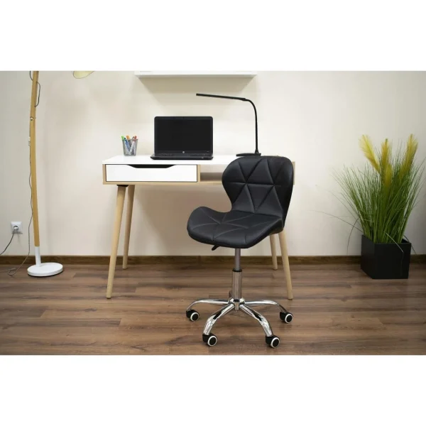 Scaun de birou, Artool, Avola, rotativ, piele ecologica, negru, 47.5x55.5x84.5 cm