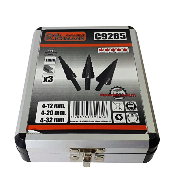 Burghie pentru metal, in trepte, nitrura de titan, set 3 buc, 4-12/20/32 mm, Richmann Exclusive