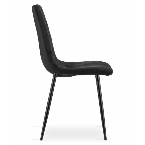 Scaun bucatarie/living, Artool, Turin, catifea neagra, picioare metal negru, 44.5x53x88.5 cm
