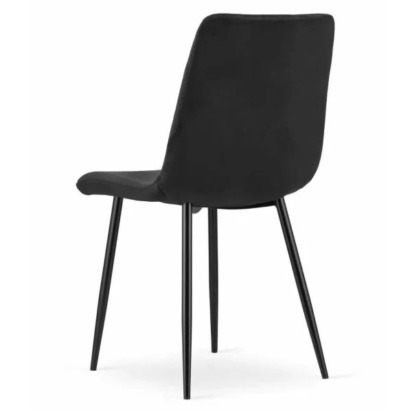 Scaun bucatarie/living, Artool, Turin, catifea neagra, picioare metal negru, 44.5x53x88.5 cm