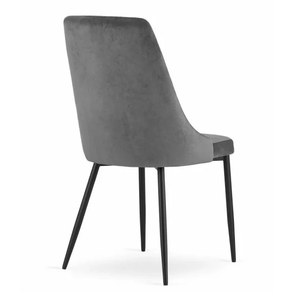 Scaun bucatarie/living, Artool, Imola, catifea gri, picioare metal negru, 48.5x61x93.5 cm