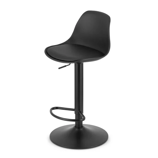 Scaun de bucatarie/bar, Artool, Hoga, rotativ, PP negru, picior metal negru, 38x40x81-102 cm