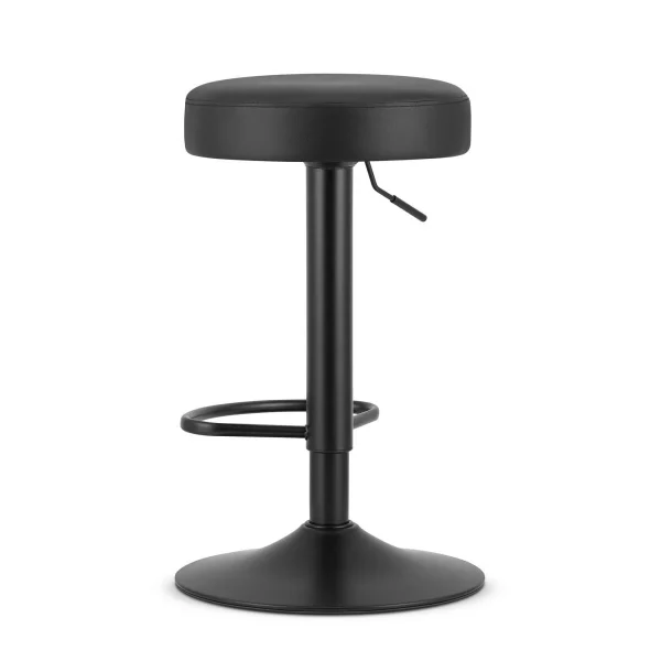 Scaun de bucatarie/bar, Artool, Rojst, rotativ, piele ecologica neagra, picior metal negru, 38x38x62-83 cm
