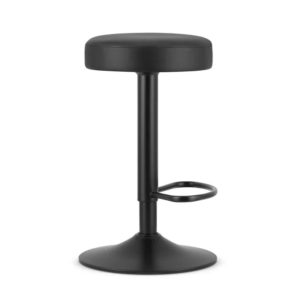 Scaun de bucatarie/bar, Artool, Rojst, rotativ, piele ecologica neagra, picior metal negru, 38x38x62-83 cm