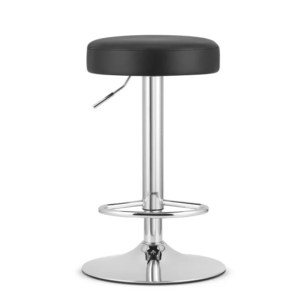 Scaun de bucatarie/bar, Artool, Rojst, rotativ, piele ecologica neagra, picior metal argintiu, 38x38x62.5-83 cm
