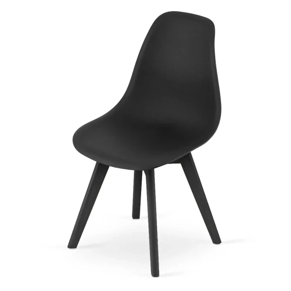 Scaun bucatarie/living, Artool, Kito, PP negru, picioare lemn negru, 46x54.5x80 cm
