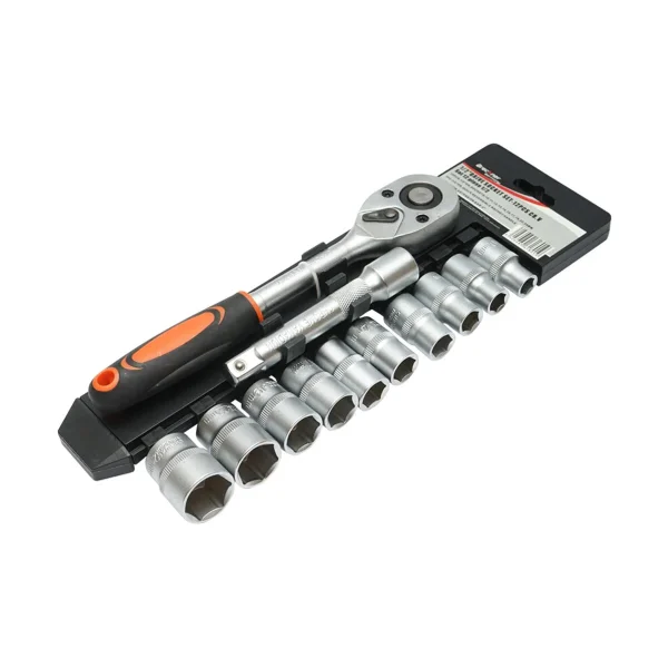 Trusa chei tubulare, 1/2", cu clichet reversibil, extensie, 12 piese, Breckner Germany