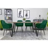 Scaun stil fotoliu bucatarie/living, Artool, Lugo, catifea verde, picioare metal negru, 57.5x56.5x86.5 cm