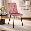 Scaun bucatarie/living, Artool, Libra, catifea roz inchis, picioare metal negru, 44x54.5x88.5 cm