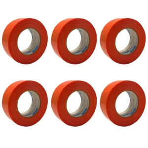 Set 6 benzi mascare pentru suprafete rugoase, portocalie, 48 mm x 50 m, protectie beton, caramida, tencuieli si vopsea decorativa la exterior, rezistenta UV, us